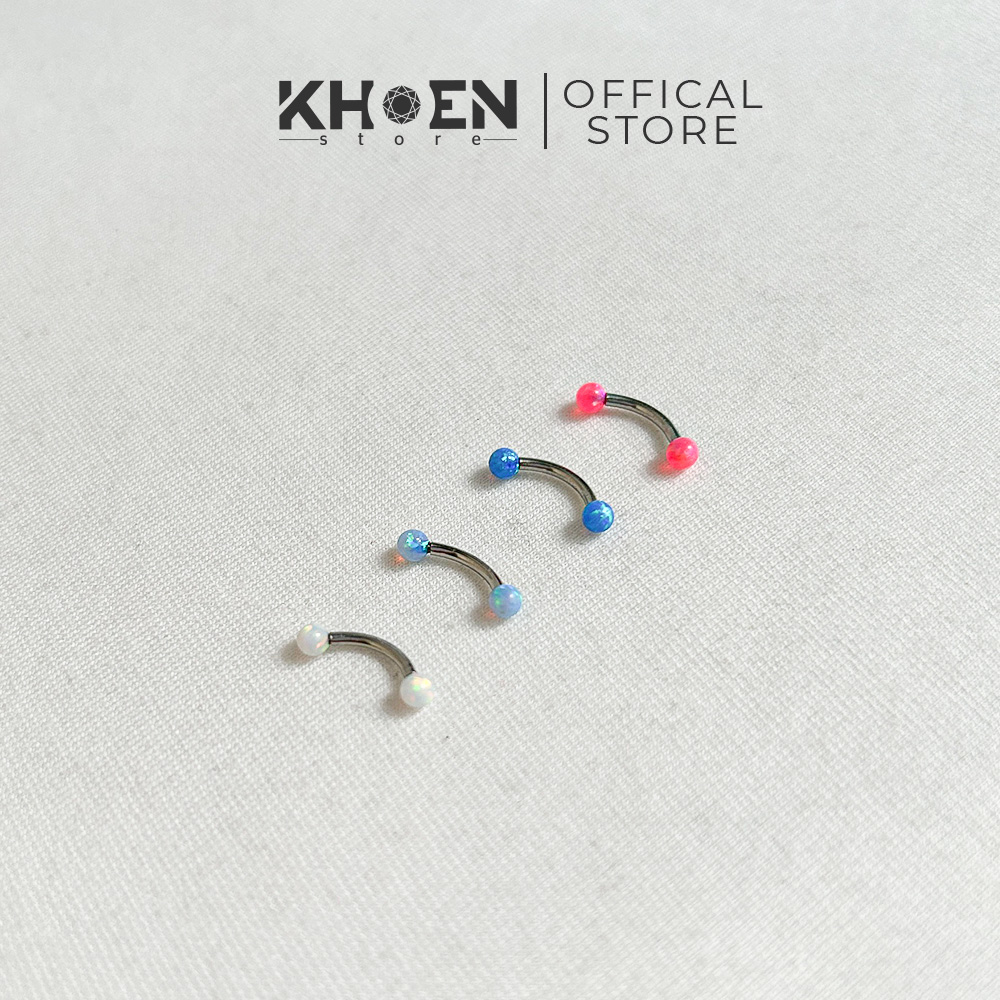 (1 Chiếc) Khuyên cong 8mm - Đá Opal - Khoen Store