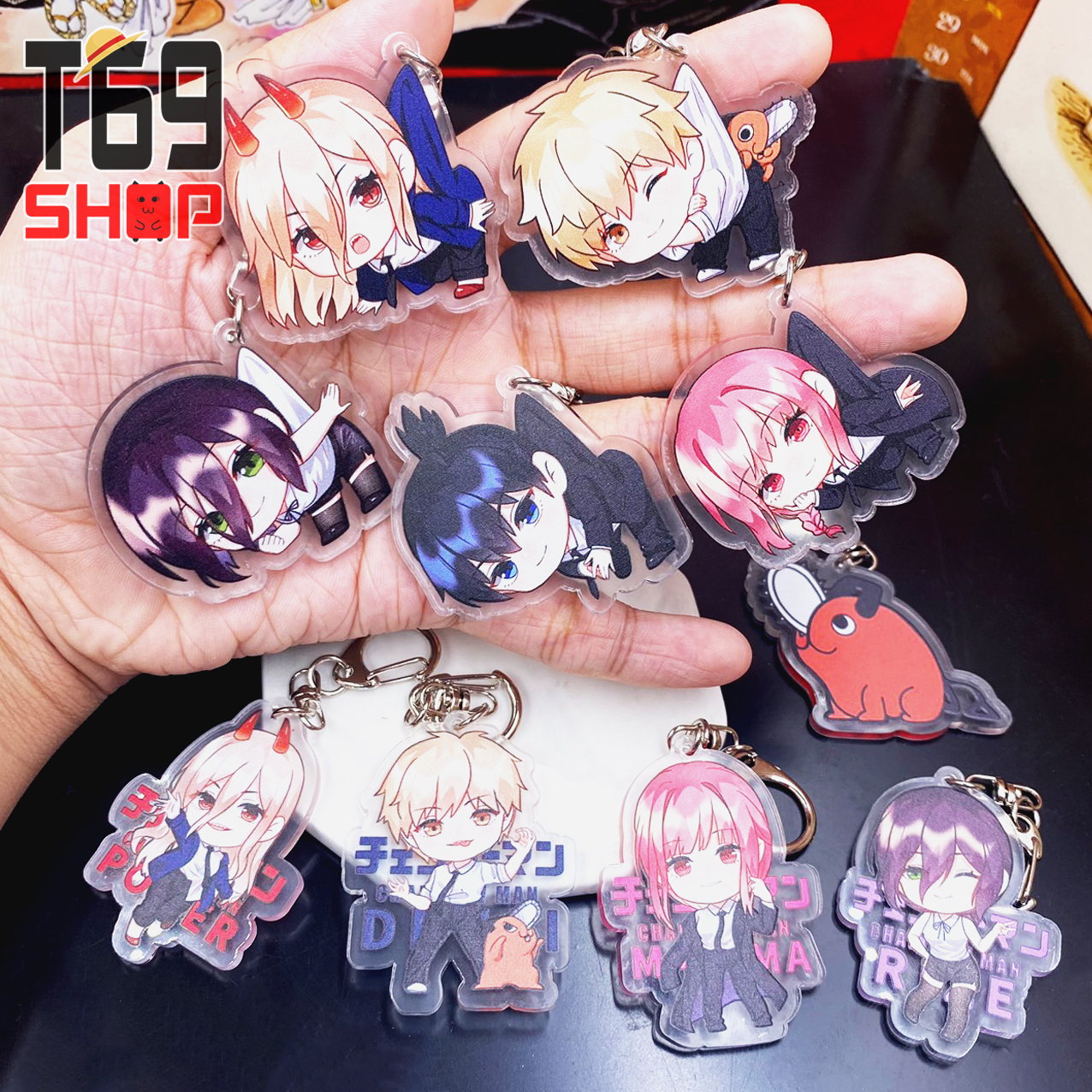 [11 mẫu] Móc khóa mica anime Chainsaw Man - Nhóm 1 [T69 Shop]
