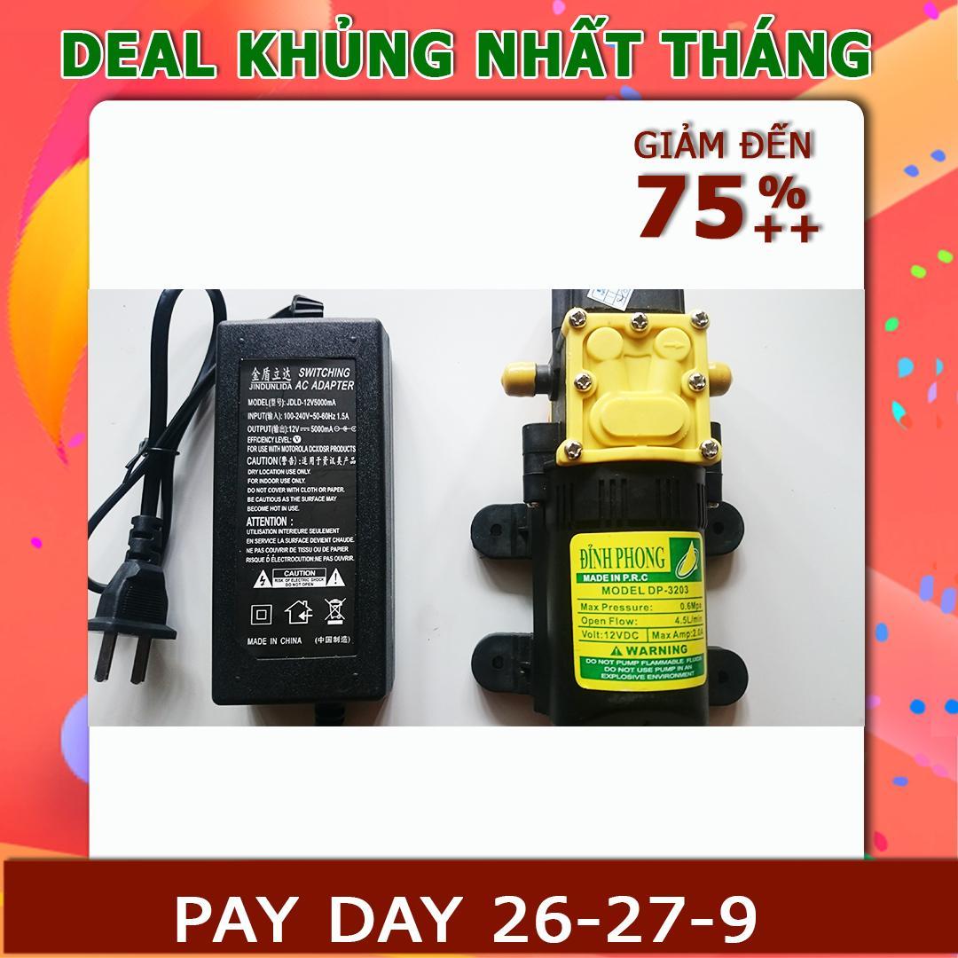 Máy bơm mini tăng áp kèm đổi nguồn 12v