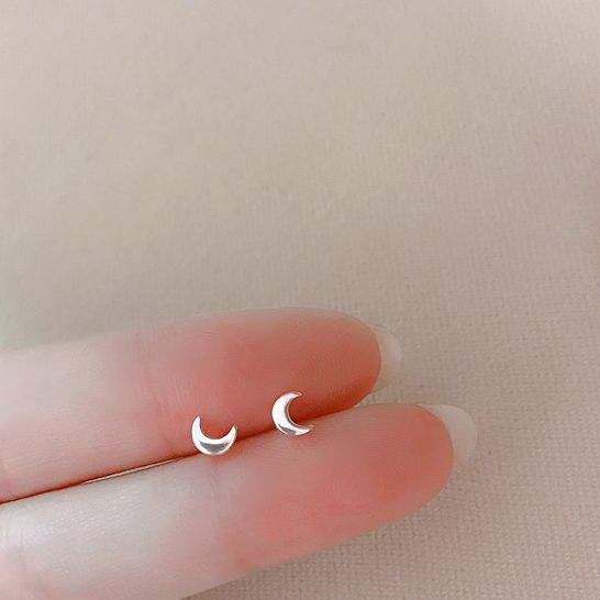 ( 1 đôi ) Bông tai mạ bạc trăng khuyết ( chốt nhựa )