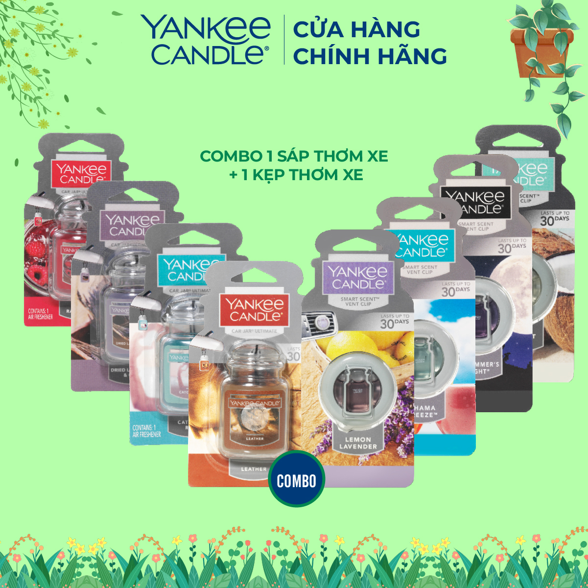 Combo Sáp thơm xe + Kẹp thơm xe từ Yankee Candle