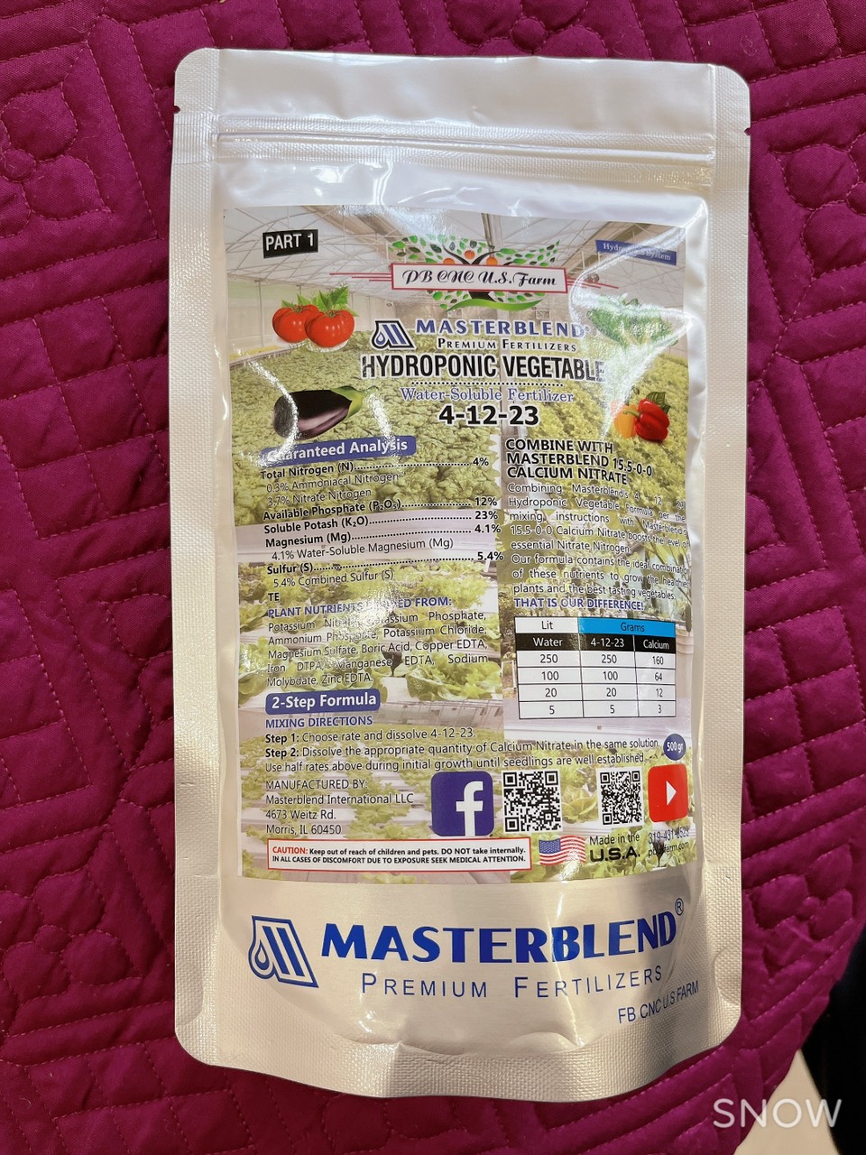Dung dịch thủy canh Masterblend KL 0,9 kg