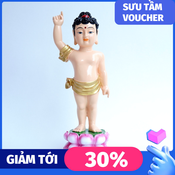 Tượng Phật Đản Sanh tọa đài sen vẽ màu đẹp - Nhiều cỡ