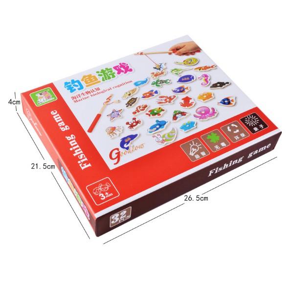 Đồ chơi hộp câu cá nam châm 2 cần 32 con cho bé
