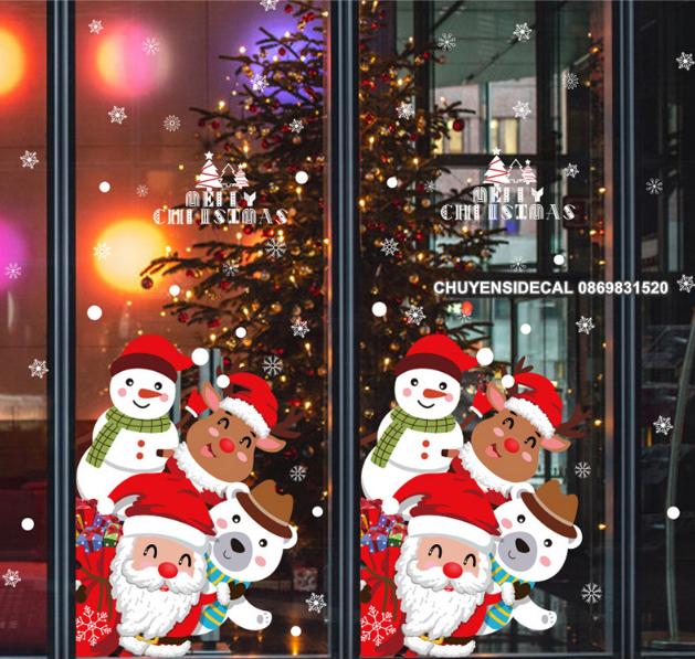 [HCM]Decal trang trí tường Noel - 4 Noel Trắng Đỏ Xin Chào
