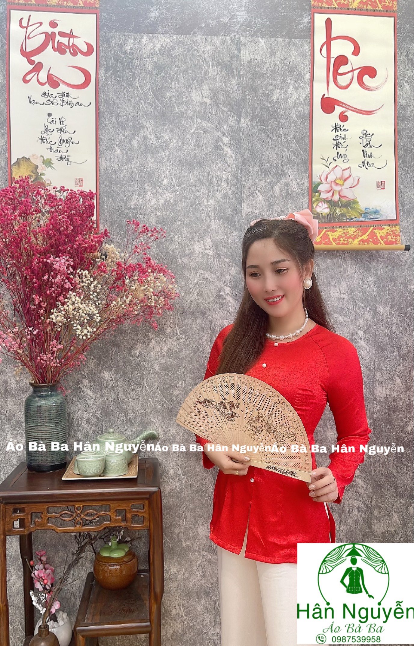ÁO BÀ BA GẤM DÂY KÉO HOA HỒNG (ÁO LẺ)