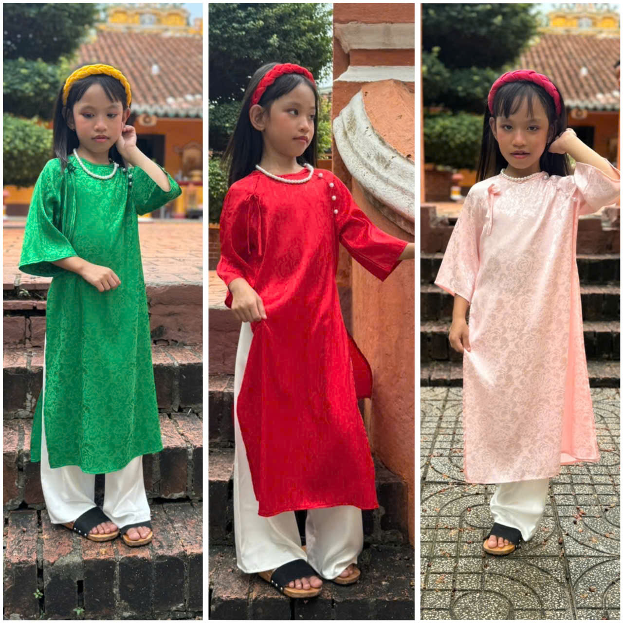 Áo Dài Trẻ Em #Bộ Áo Dài Lụa Ngọc cho bé # Thời Trang Trẻ Em