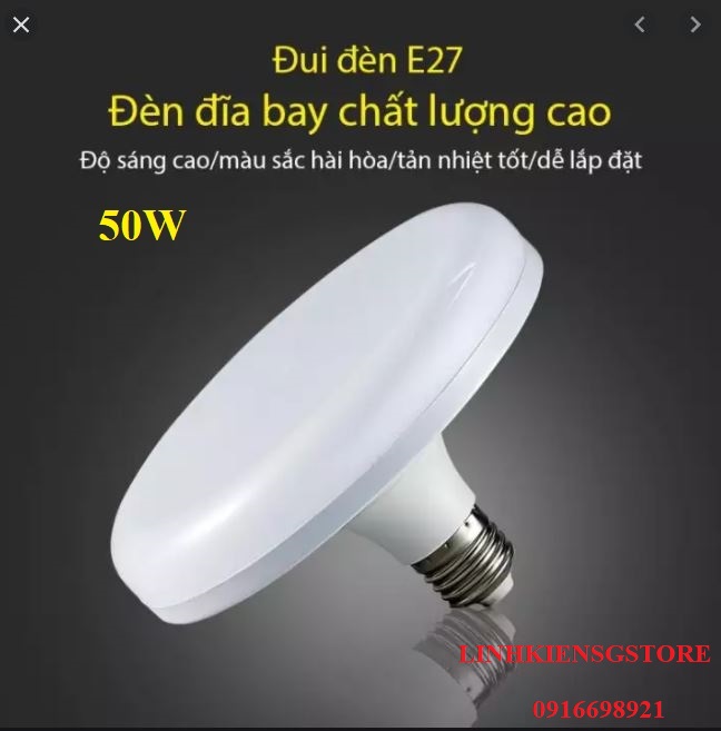 Đèn LED UFO 50WLR  Tiết Kiệm Năng Lượng điện E27 điện led tròn hình đĩa bay