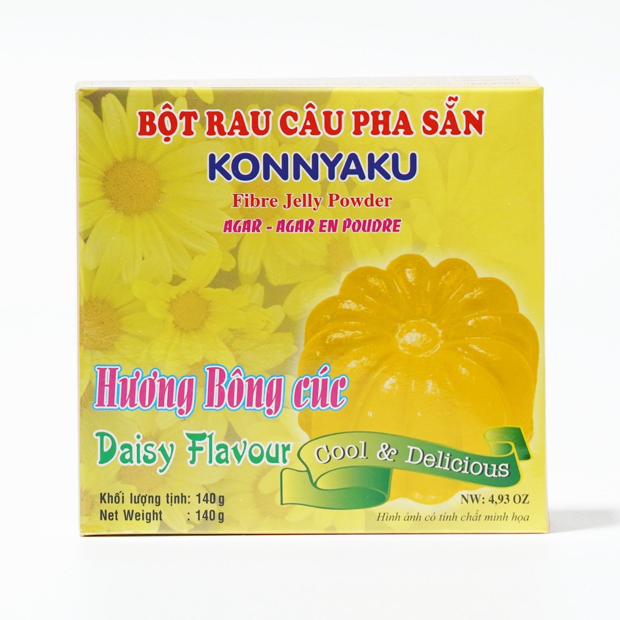 Bột thạch rau câu pha sẵn konnyaku hộp 140g đủ vị trái cây