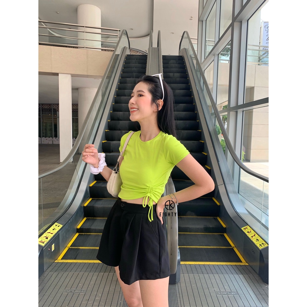[EIGHTYK] Áo Croptop Tay Ngắn Rút 1 Bên