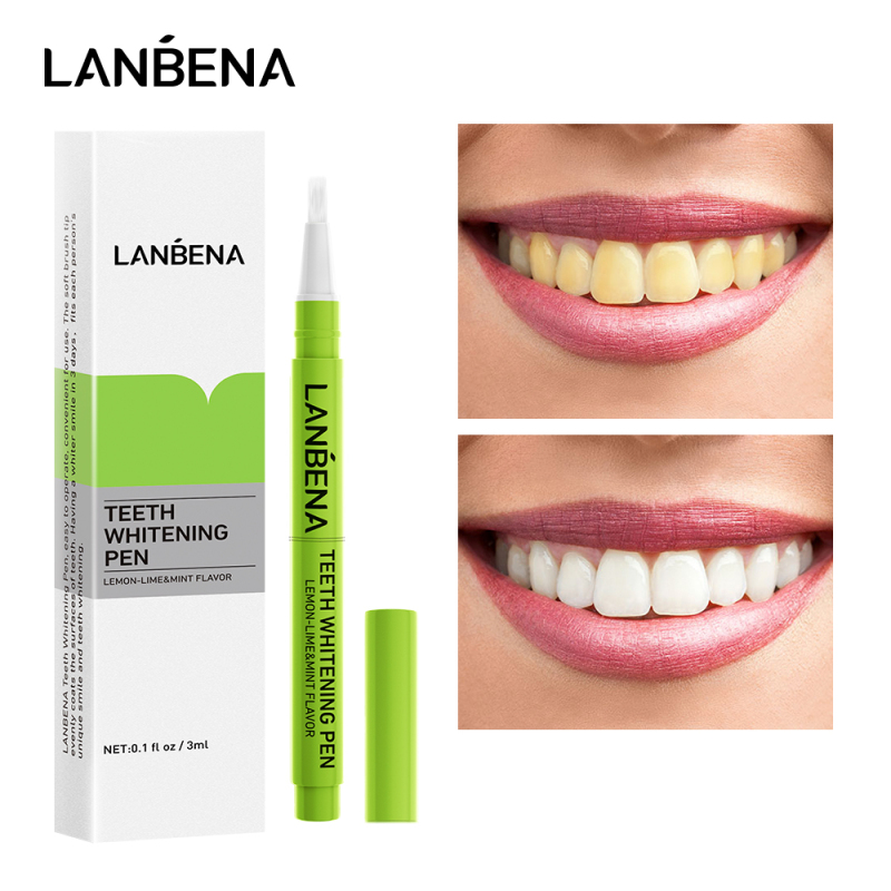 LANBENA Bút làm trắng răng Gel vệ sinh răng chanh chanh Hiệu quả Loại bỏ vết bẩn Làm sạch Tẩy trắng An toàn Dụng cụ làm trắng Chăm sóc răng miệng giá rẻ