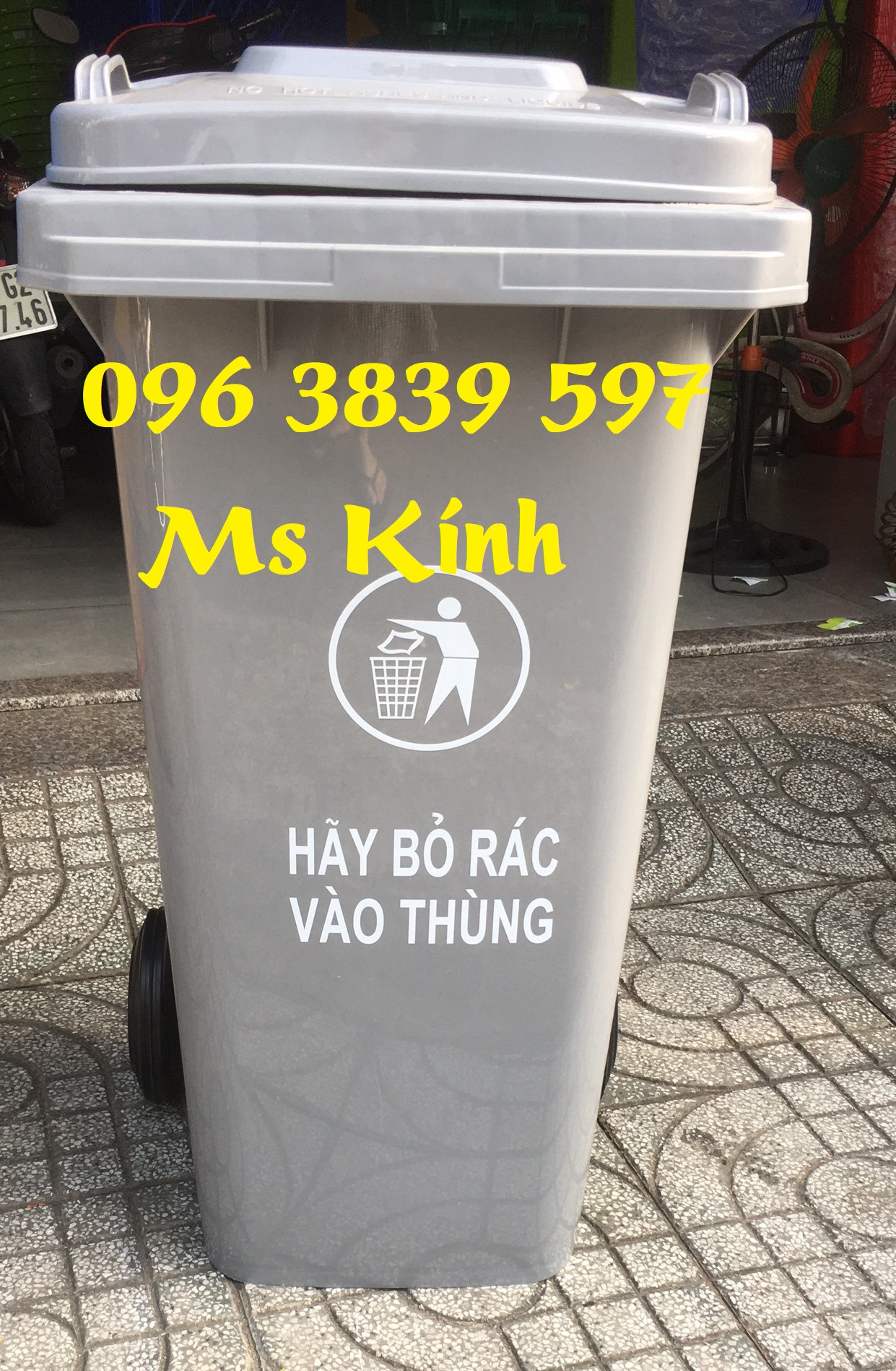 combo 2 thùng rác 120 lít, thùng rác 120 lít màu xám