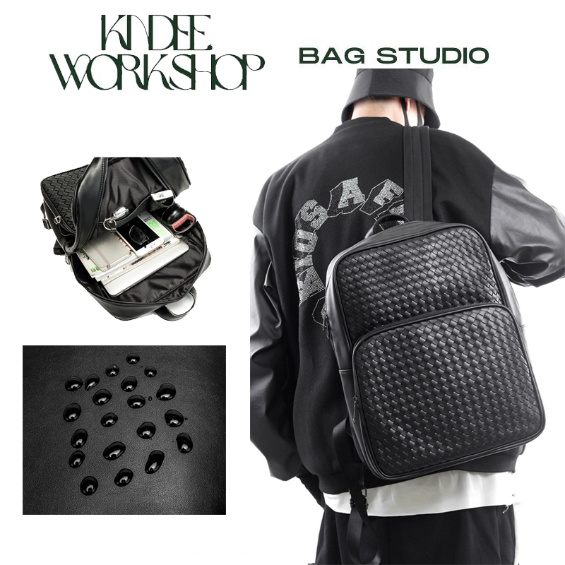 Balo da nam da bò đựng laptop cặp đeo vai đi học màu đen trơn đơn giản phong cách giỏ lớn thời trang KINDEE