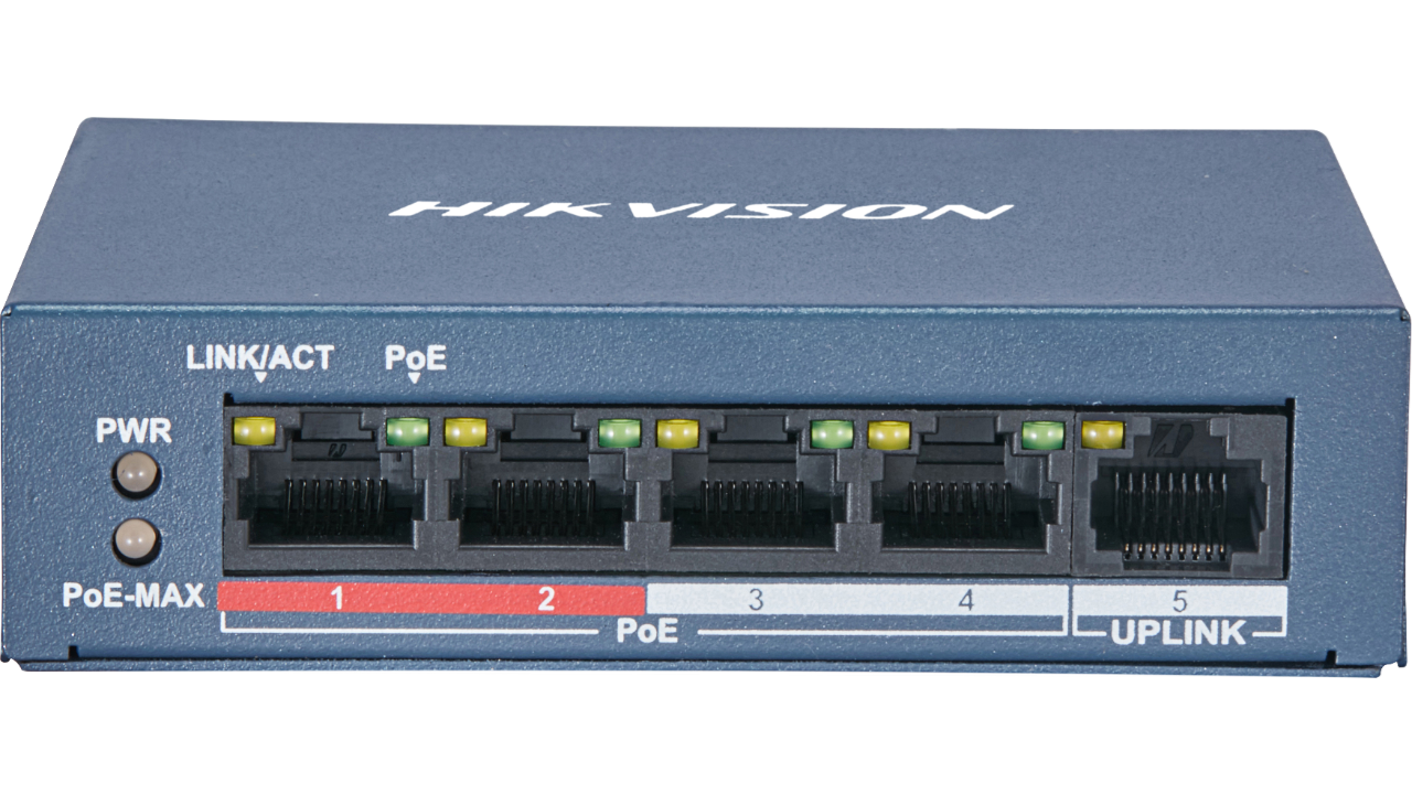 Switch 4-port 10/100Mbps PoE HIKVISION DS-3E0105P-E(B)