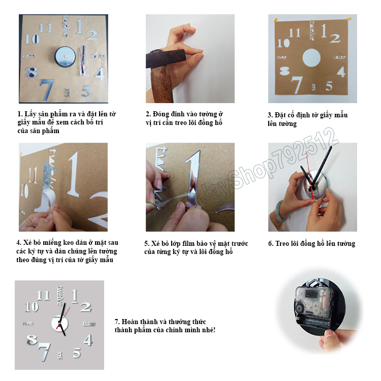 Đồng hồ diy dán tường cafe ly