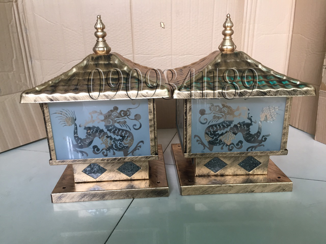 [HCM]COMBO 2 Đèn trụ cổng - Đèn trụ bờ bao - Đèn trụ hàng rào Nắp Nhôm đúc kích thước 200mm