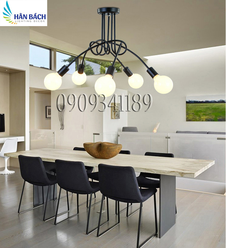 [HCM]Bộ đèn thả trần trang trí nhà quán cà phê (Tặng kèm 5 bóng tròn Led Bulb 5W ánh sáng vàng)