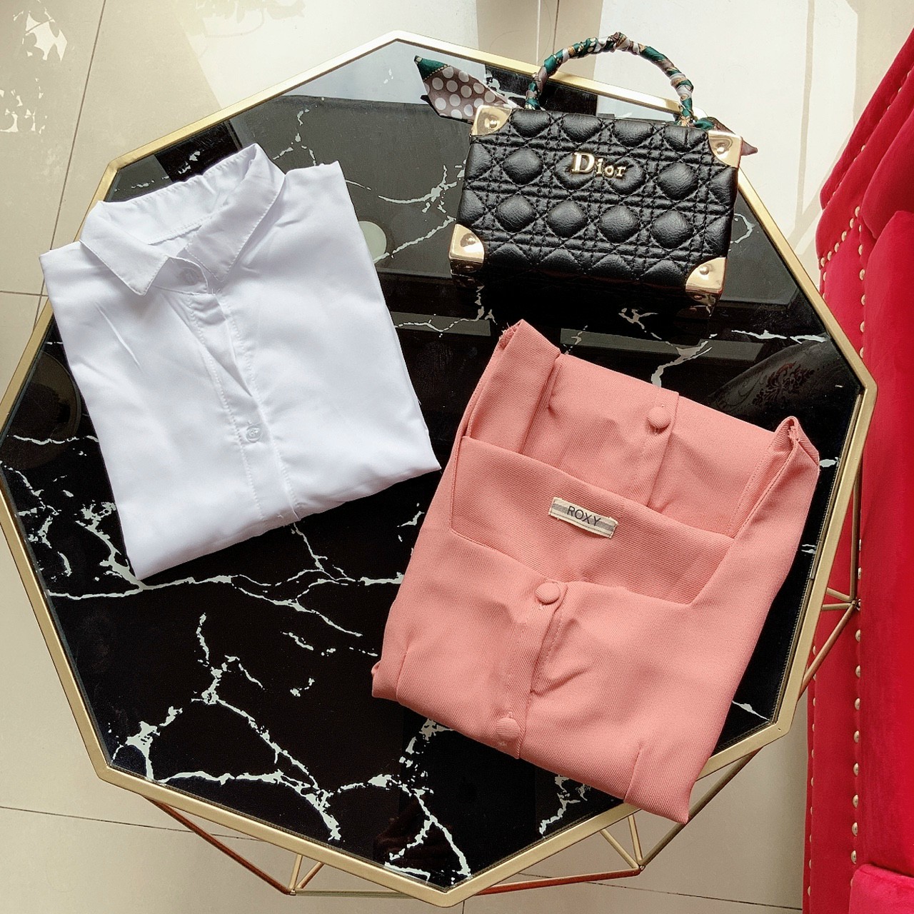 Set yếm + Áo sơ mi tay phồng - UT59