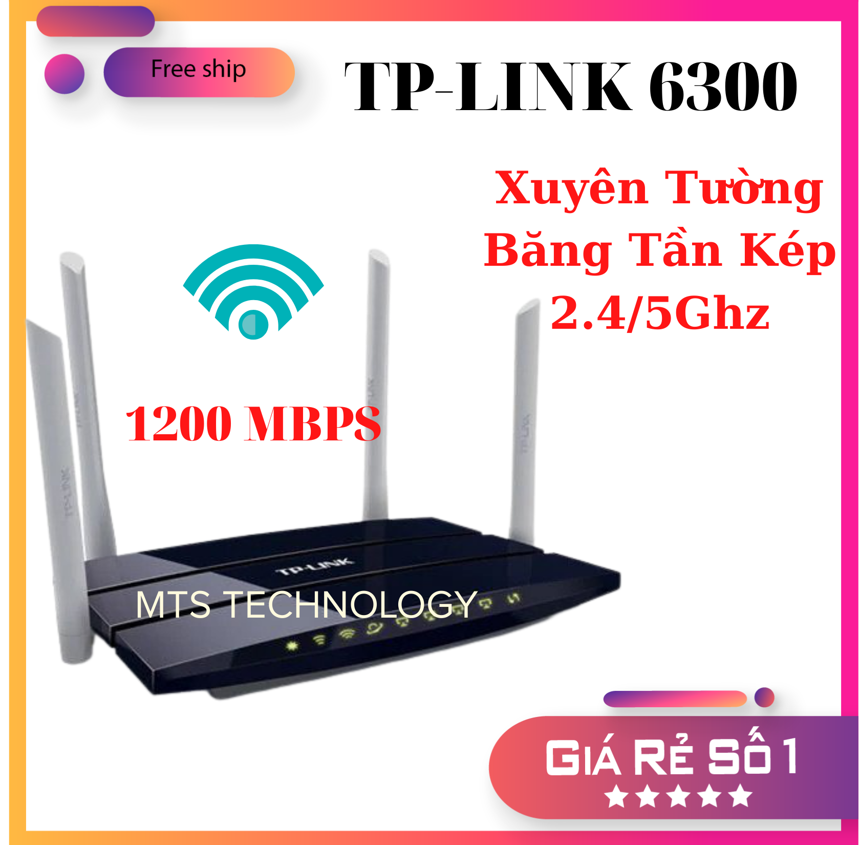 Bộ phát wifi TPLINK băng tần kép sóng xuyên tường 6300 chuẩn AC 1200 Mbps