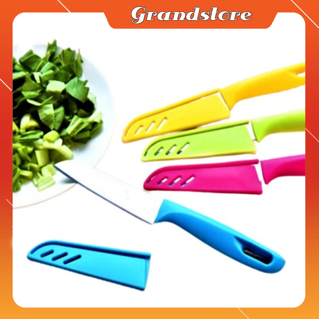 Dao cắt gọt trái cây, rau củ, hoa quả, làm bếp đa năng có nắp đậy, dao mini đi phượt du lịch, đi rừng có vỏ bọc bao đựng