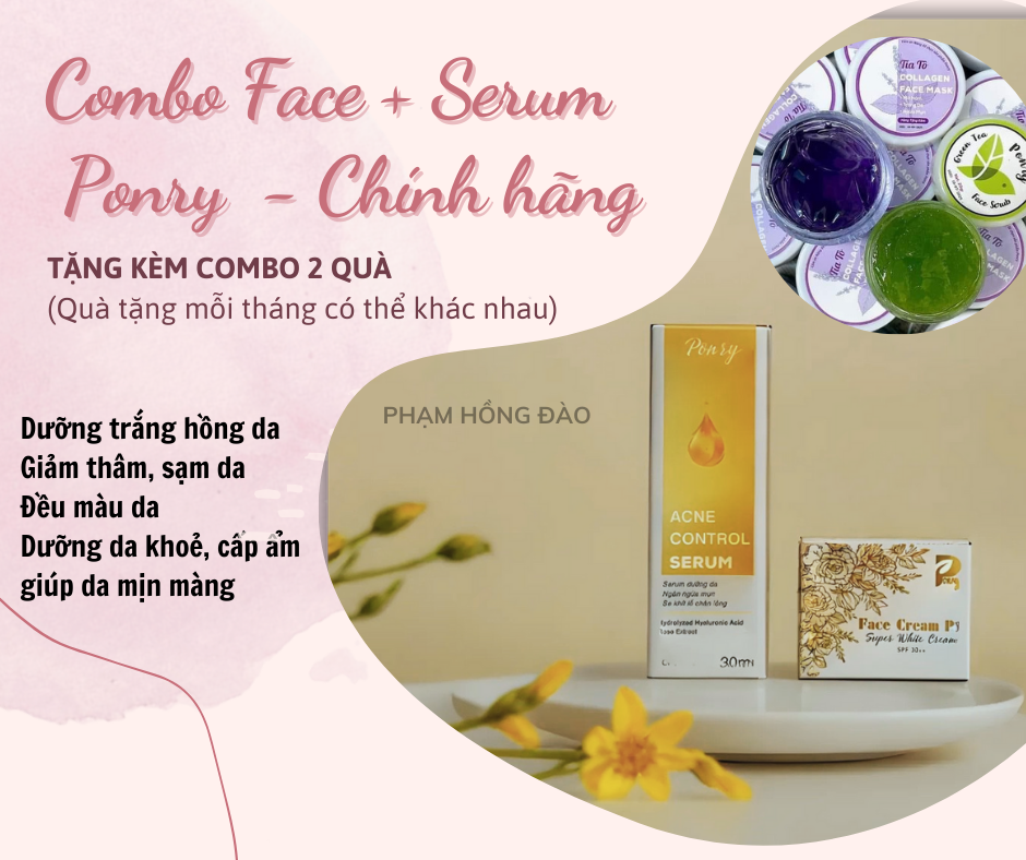 [HCM]COMBO KEM FACE P1 + SERUM 30ML PONRY (Chính hãng Ponry)