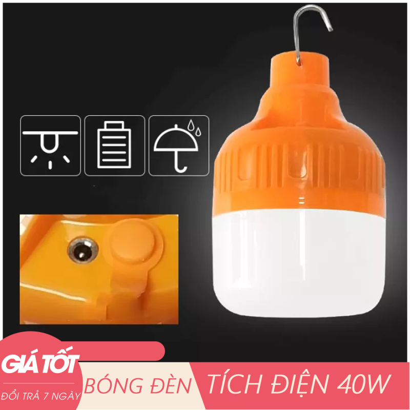 Đèn tích điện-Đèn led, Bóng đèn LED sạc tích điện 4-6H công suất 40W ,đầu cắm USB, sử dụng cho hàng quán vỉa hè, hàng rong, dã ngoại, picnic ngoài trời