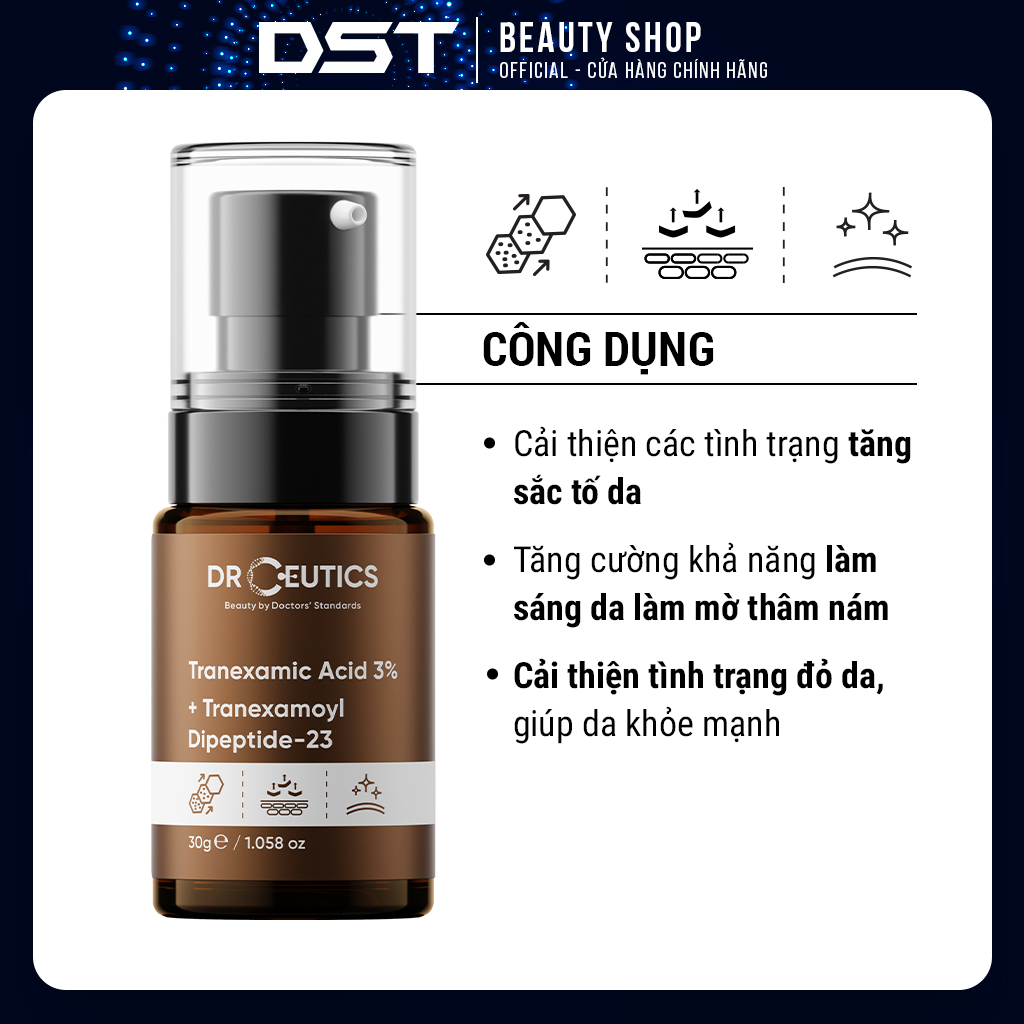 [Dược Sĩ Tiến] Tinh Chất Làm Mờ Nám Sáng Da Giảm Đỏ DrCeutics Tranexamic 3% (30g)