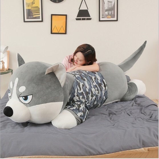 Chó husky mặc áo len nhồi bông hàng cao cấp size 1m