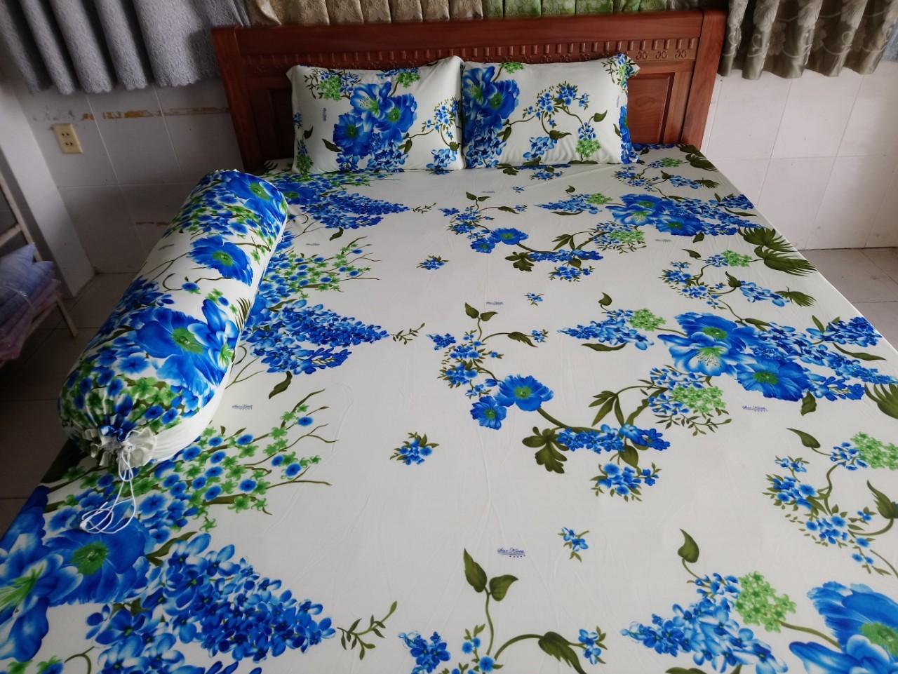 Bộ dra thun lạnh hàn quốc 1m6 x 2m ( 1 dra + 3 áo gối)