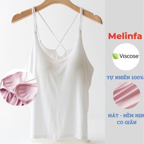 Áo hai dây có mút ngực nâng đỡ vải Viscose tự nhiên chéo lưng co giãn tốt thoáng mát mã VAA0230