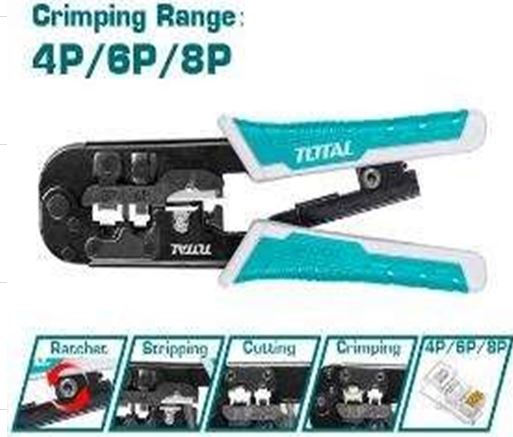 8" kìm bấm cos, dây mạng viễn thông total tmpcn5468r