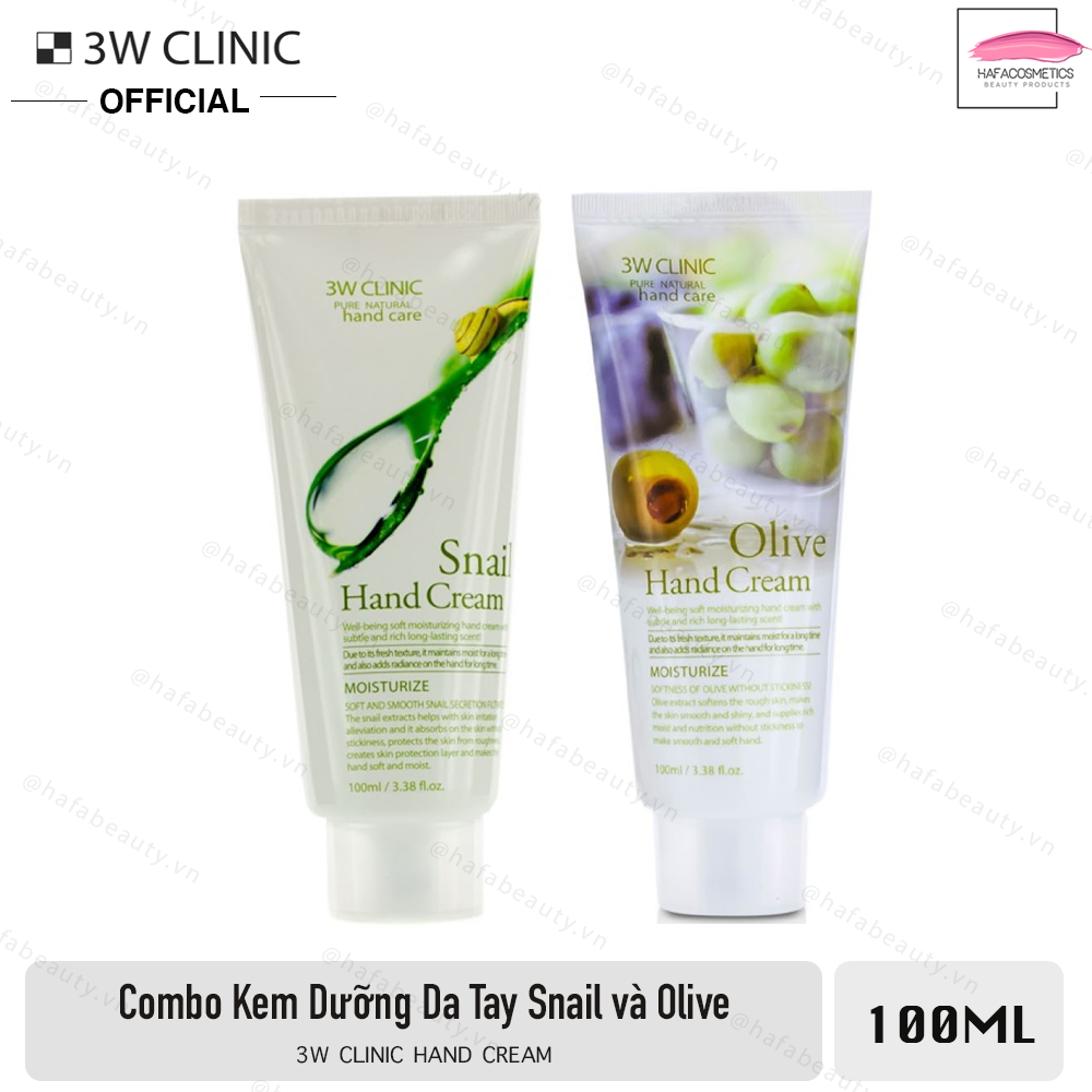 Bộ 2 Kem dưỡng da tay 3W Clinic Collagen & Snail Hand Cream 100ml x 2