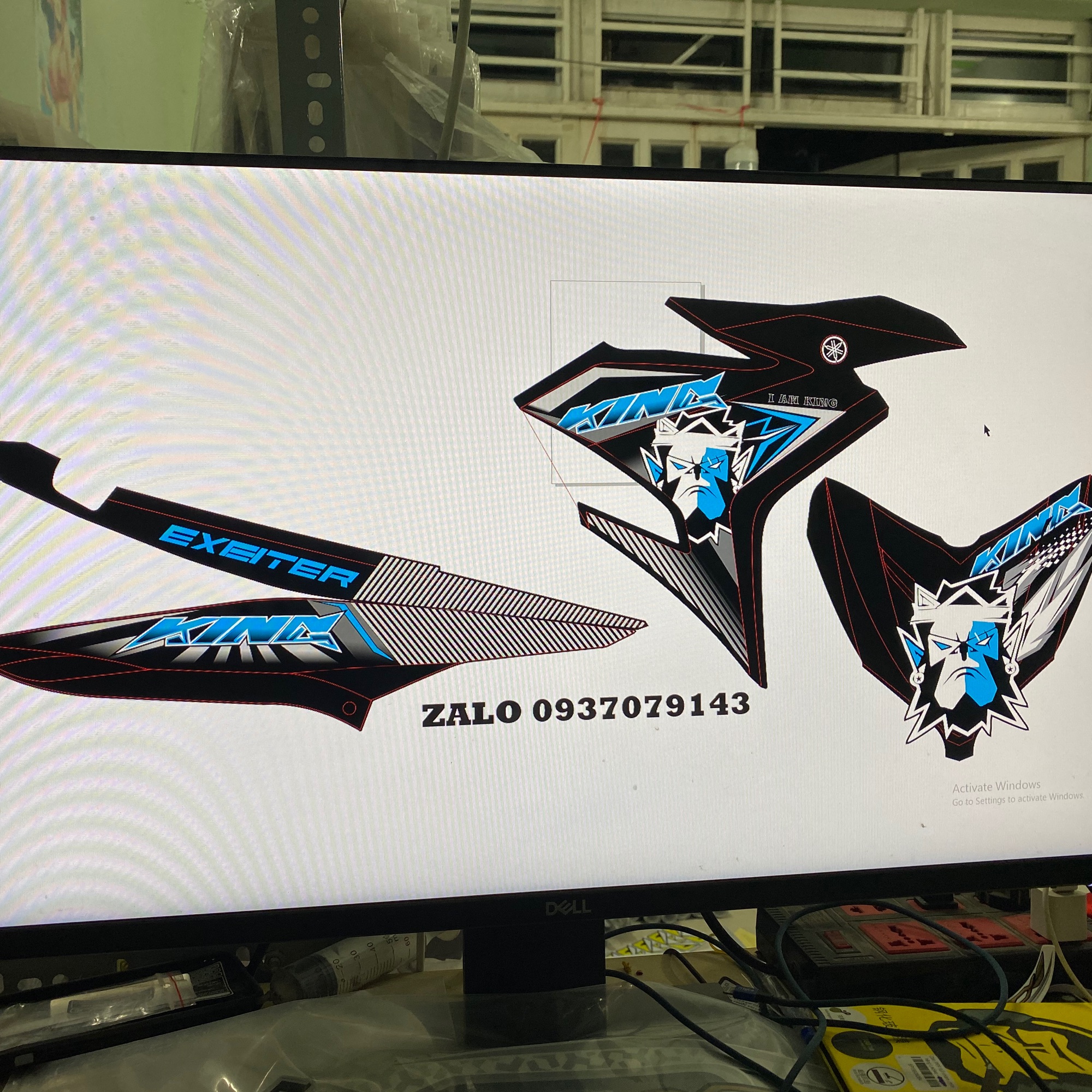 Tem rời exciter 150 King drag xanh đen