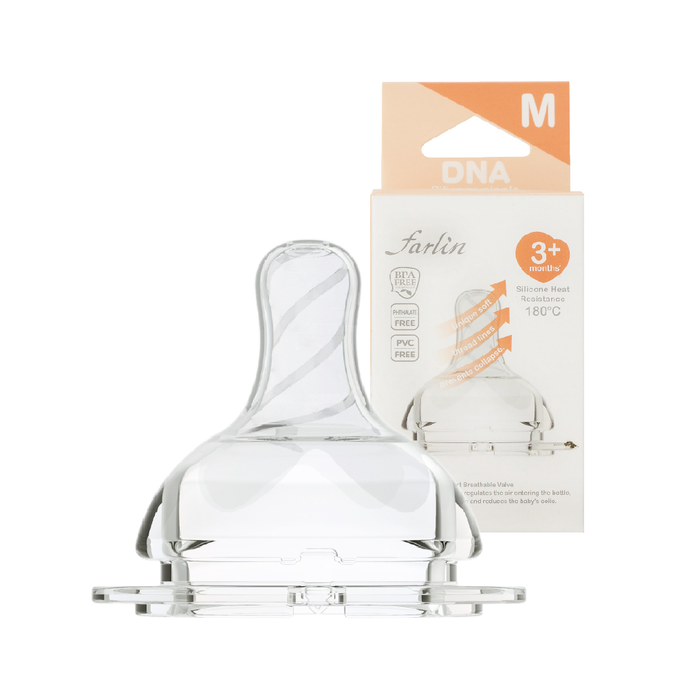 Núm Ty Silicon Siêu Mềm Chống Sặc Dùng Cho Bình Cổ Rộng FARLIN  (cặp núm ty)