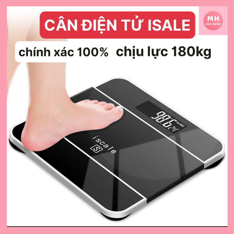 Cân sức khỏe điện tử iscale se max 180kg cao cấp - cân sức khỏe tiện dụng - độ chính xác cao - cân điện tử cao cấp, tặng kèm pin tiểu