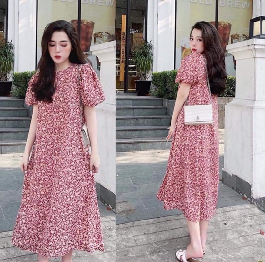 Đầm From Rộng Tay cộc Dáng Suông Sang Trọng,trẻ trung-váy suông nữ-đồ bầu đẹp