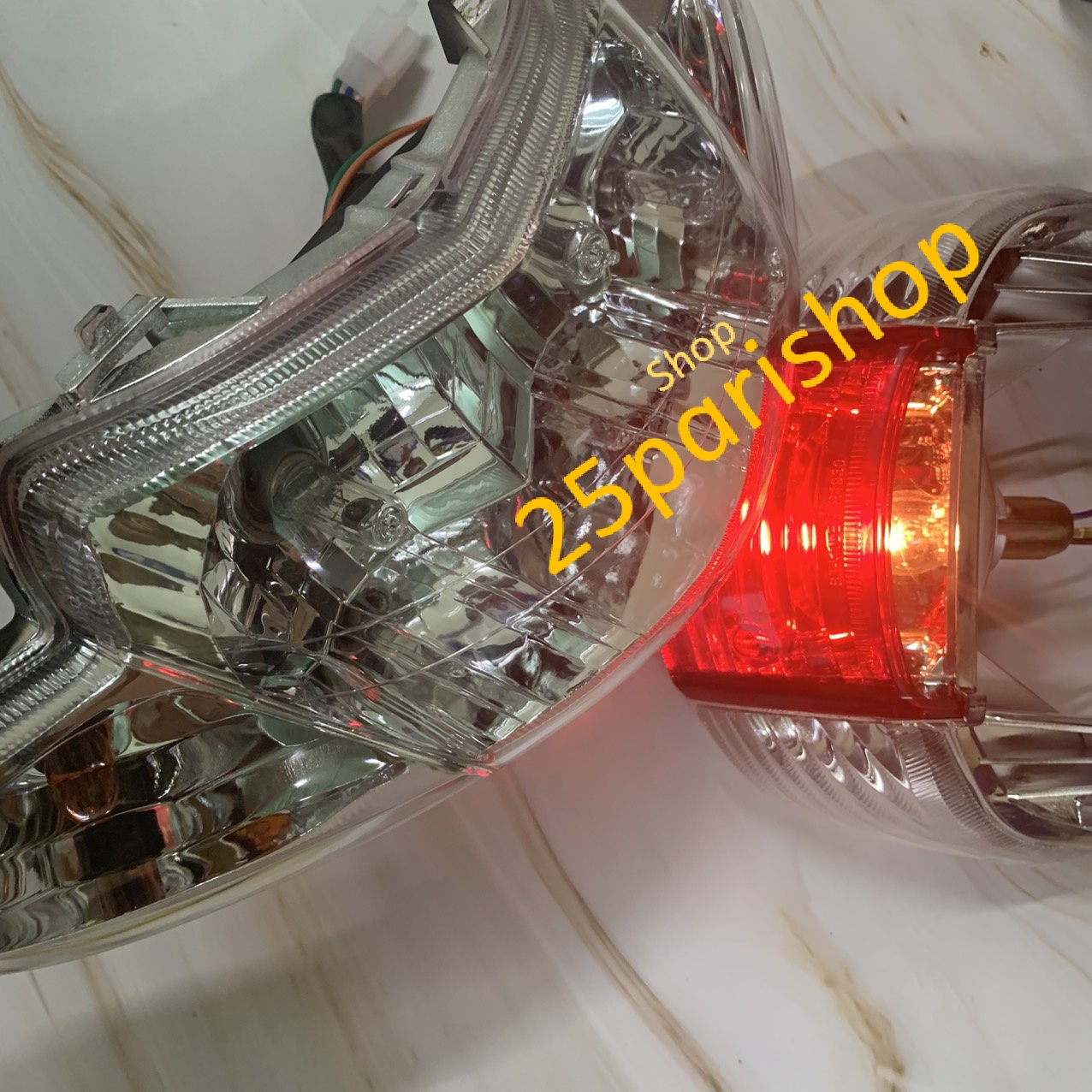 ( Combo 2 món ) pha đèn trước ,đèn hậu xe Wave Alpha - đời 2002 -2006