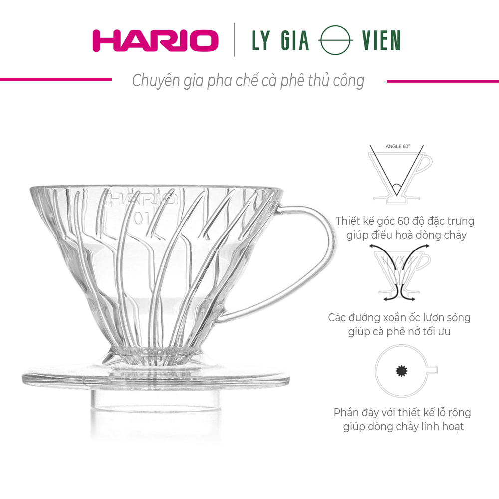 Phễu pha cà phê nhựa cứng trong hario v60 coffee dripper