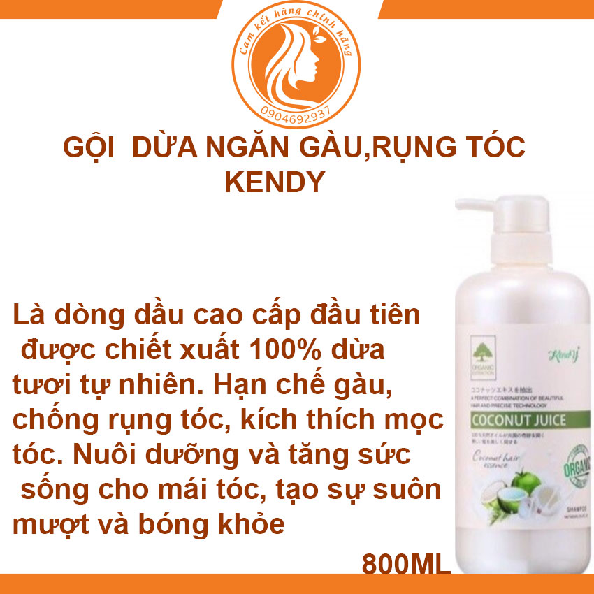 Cặp gội xả dừa cao cấp dành cho tóc gàu, rụng tóc Kendy