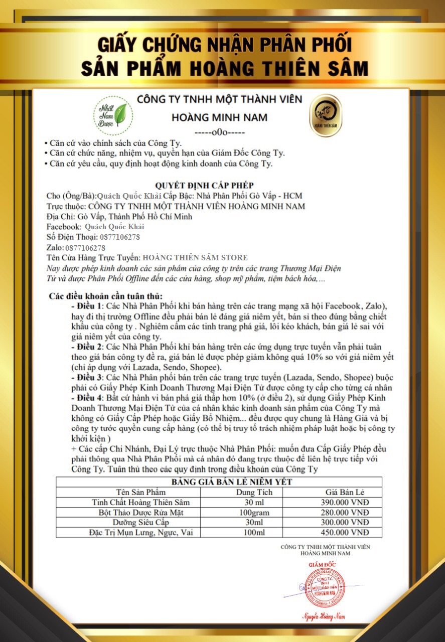 [HCM]Tinh Chất Hoàng Thiên Sâm