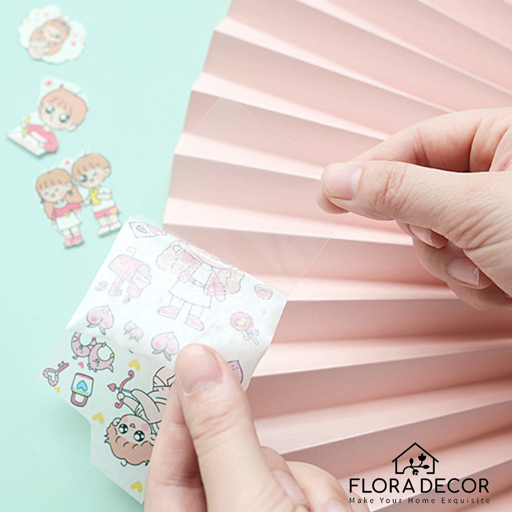 Sticker tấm dài hình cô bé dễ thương Flora Decor