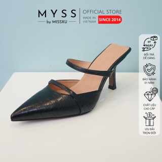 Giày guốc nữ mũi nhọn 6cm da vân caro thời trang MYSS - SU81 thumbnail
