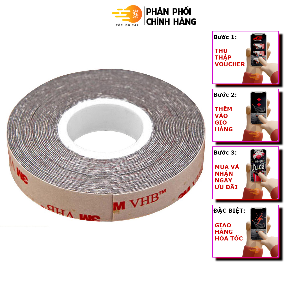 Băng keo cường lực siêu mỏng 3M khổ 12mm x 33m VHB 5915-12