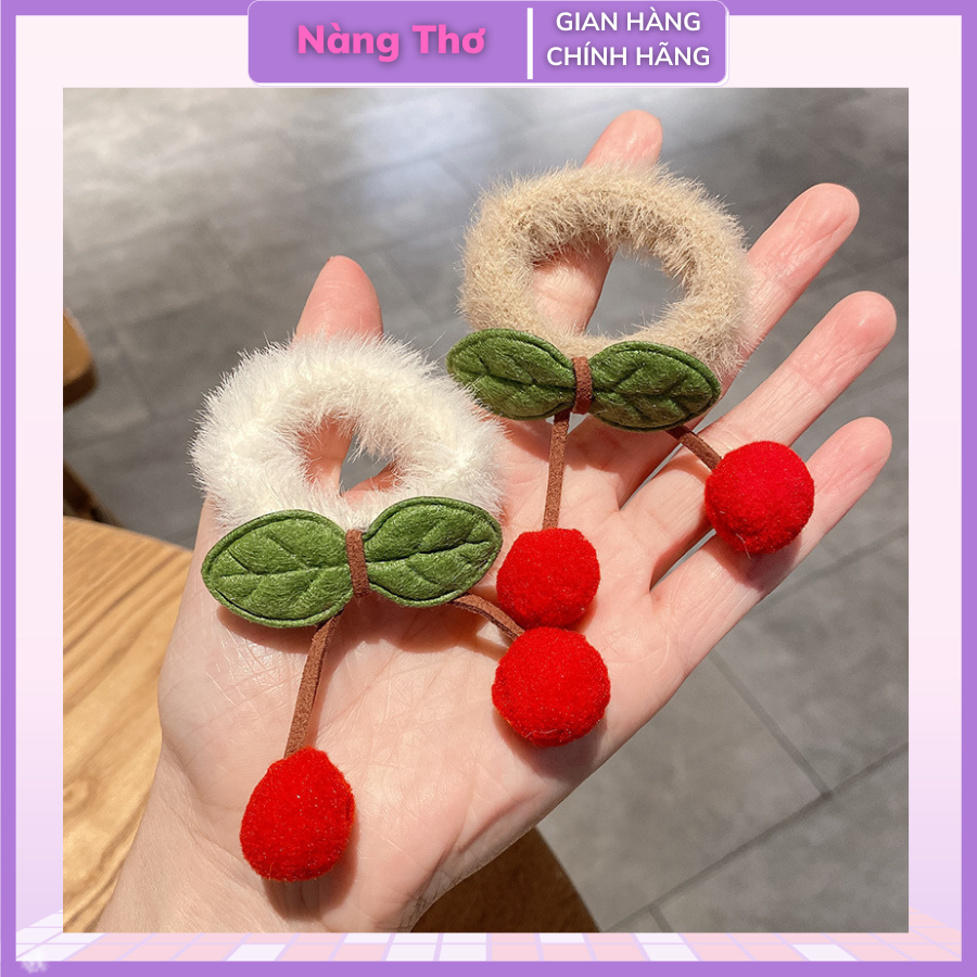 Dây Cột Tóc Cho Bé Chùm Cherry Xinh Xắn