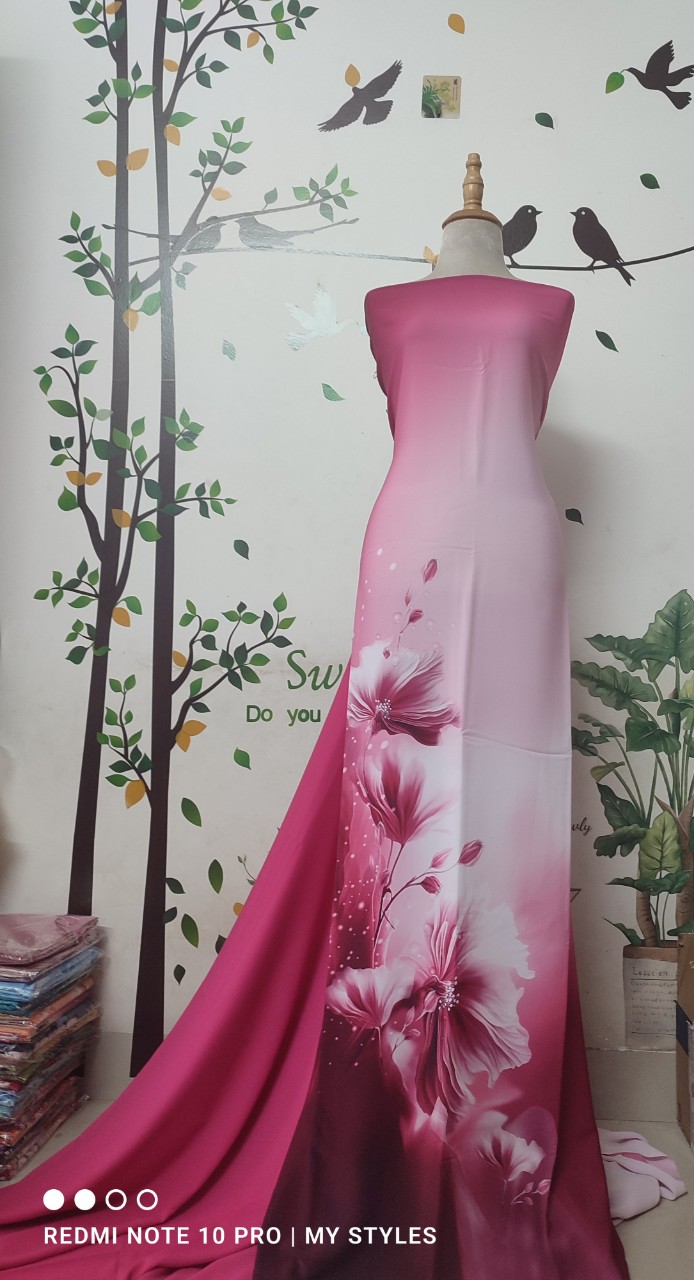 (Siêu phẩm) Vải áo dài đẹp lụa Thái Tuấn, mẫu thiết kế độc quyền (in vải ngang)