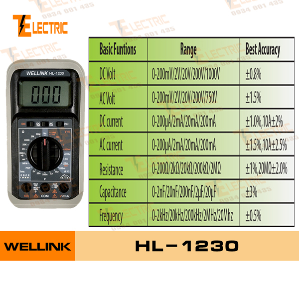 [HCM]ĐỒNG HỒ ĐO VẠN NĂNG WELLINK HL - 1230