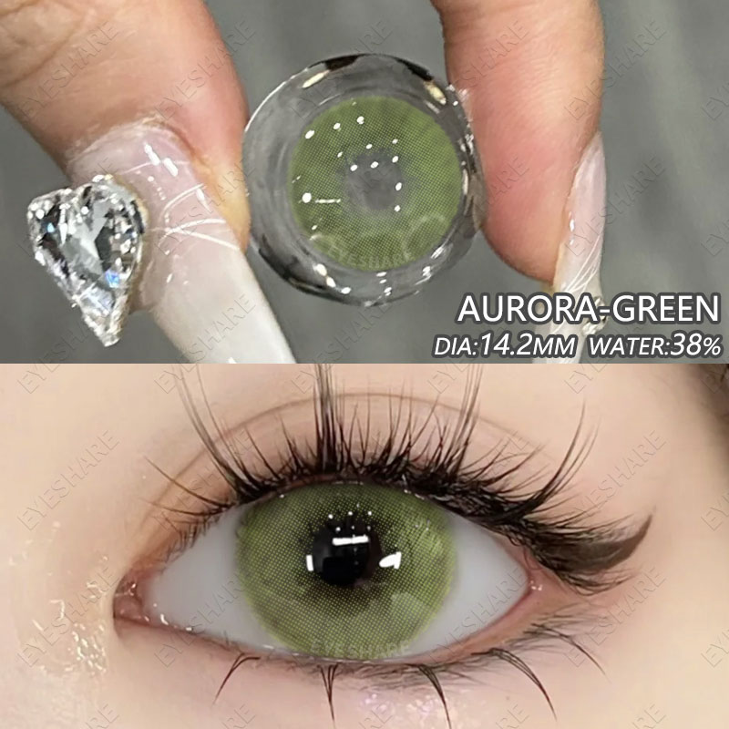 Lens xanh lá kính áp tròng 1 cặp 0 độ eyeshare hạn dùng 1 năm 14.0mm/14.2mm/14.5mm mềm mại