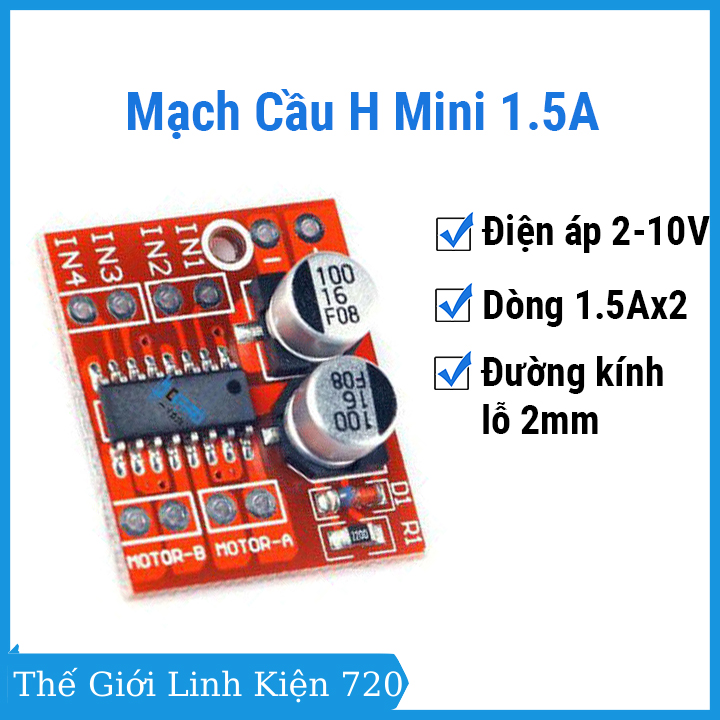 Mạch cầu H mini kênh đôi 2 x 1.5A không nóng, không tản nhiệt, module điện tử điều khiển động cơ DC