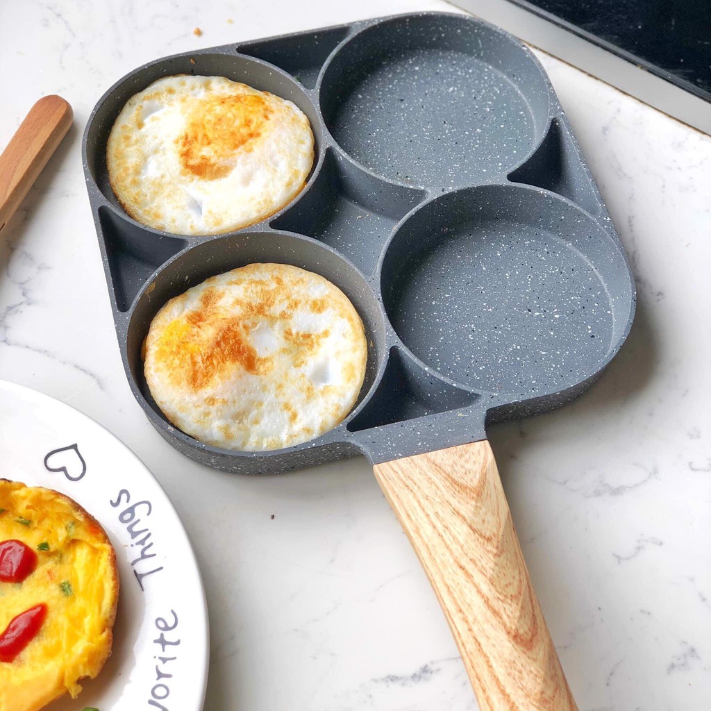 Chảo rán trứng chống dính 4 lỗ tròn, chiên rán