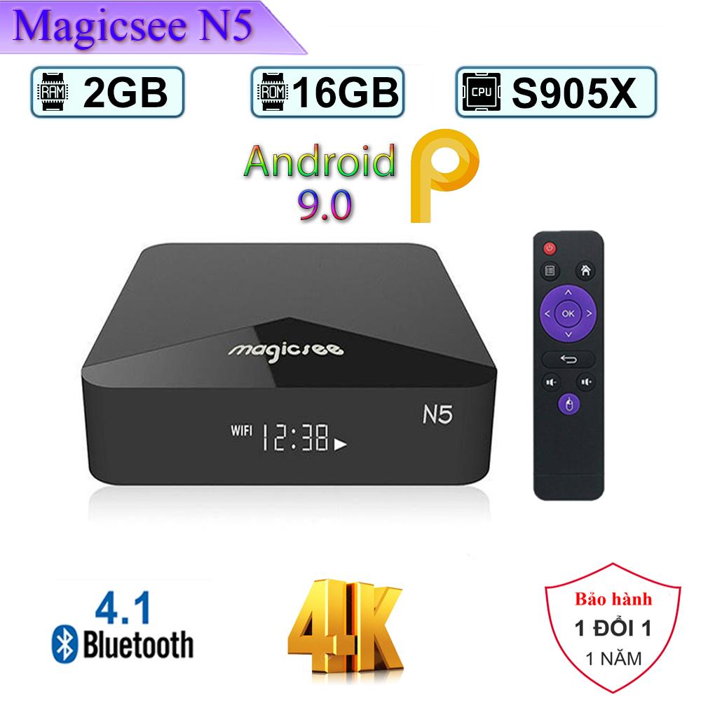 Android Tivi Box Magicsee N5 - Ram 2GB, Rom 16GB, Single Wifi - Android 9.0 - Có Bản Rom ATV